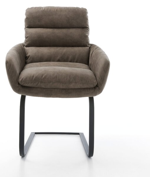 DELIFE Étkezőszék Abelia-Flex karfás mikroszálas taupe vintage lapos fekete étkezőszék