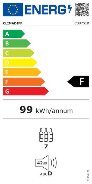 Climadiff Borhűtő CBU7S1B pult alá építhető, 7 palack