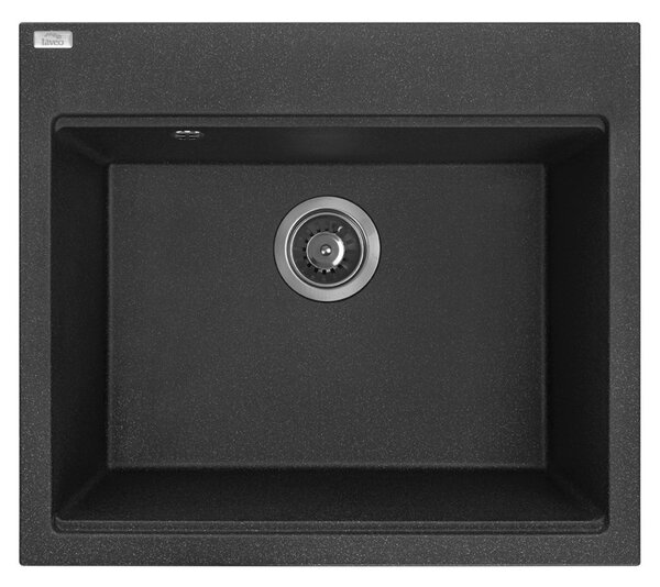 RIO 6 egymedencés gránit fekete mosogató szifonnal, 57x50x21,5 cm