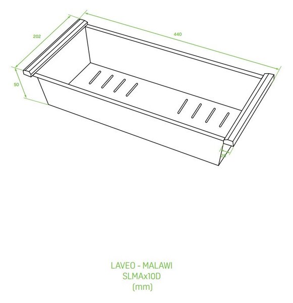 LAVEO MALAWI inox beépíthető mosogató szifonnal, rollmat csepegtetővel, gyümölcsmosóval, mos.szer adagolóval, 50x58x20 cm
