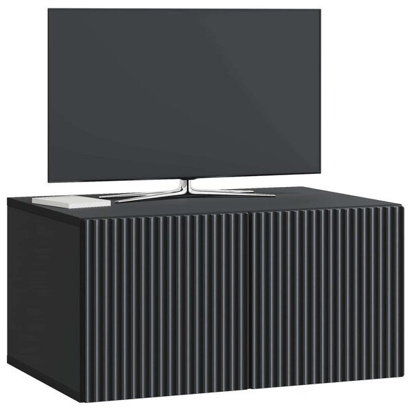 Fali TV szekrény Fekete 59,5 x 41 x 30 cm Szerelt Fa