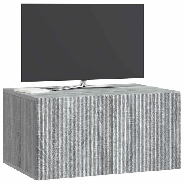 Fali TV szekrény Szürke Sonoma 59,5 x 41 x 30 cm Szerelt Fa