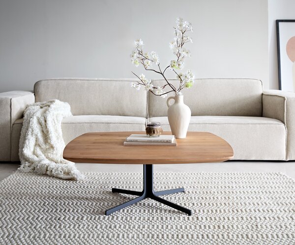 DELIFE Dohányzóasztal Talita 90x90 cm természetes almafa fém titán effekt felület