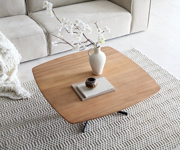 DELIFE Dohányzóasztal Talita 90x90 cm természetes almafa fém titán effekt felület