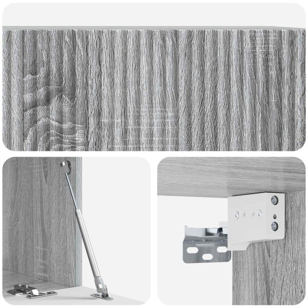 Fali TV szekrény Szürke Sonoma 78,5 x 41 x 30 cm Szerelt Fa