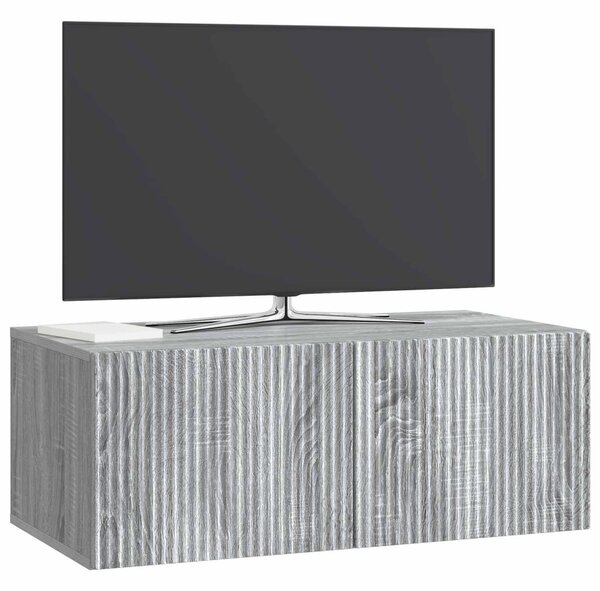 Fali TV szekrény Szürke Sonoma 78,5 x 41 x 30 cm Szerelt Fa