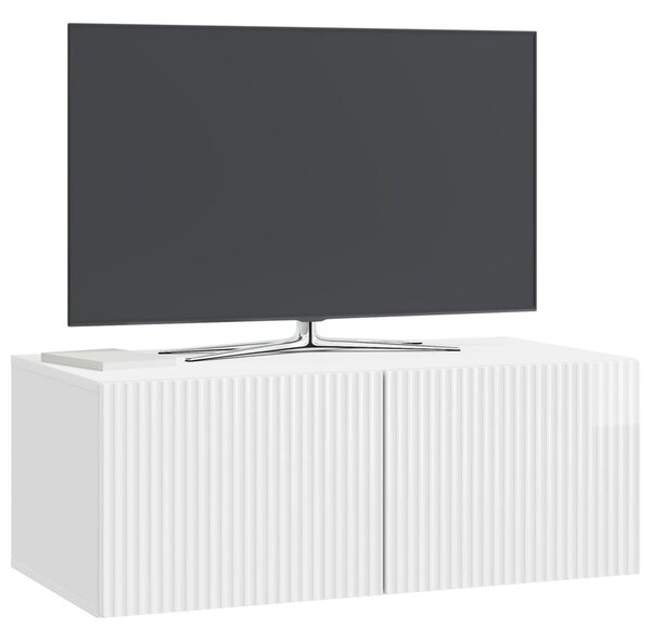 Fali TV szekrény Magasfényű Fehér 78,5 x 41 x 30 cm Szerelt Fa