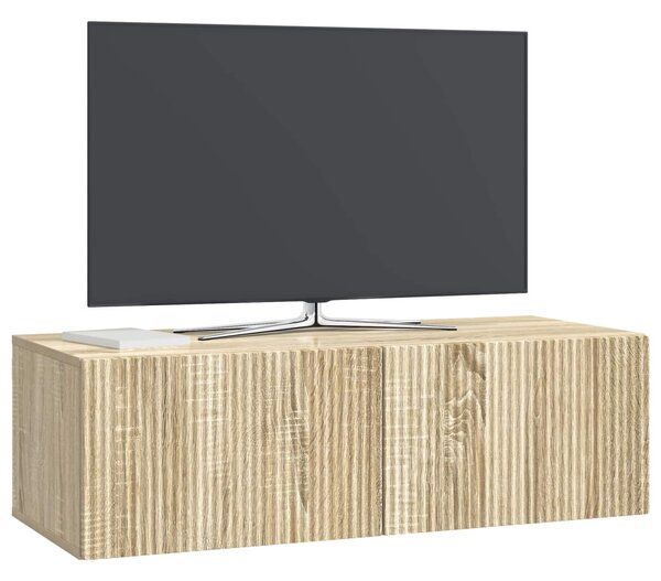 Fali TV szekrény Sonoma Tölgy 98 x 41 x 30 cm Szerelt Fa
