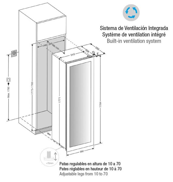 Pando PVMAV 178-101XL borhűtő - beépíthető, inox, balos