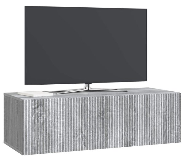 Fali TV szekrény Szürke Sonoma 98 x 41 x 30 cm Szerelt Fa
