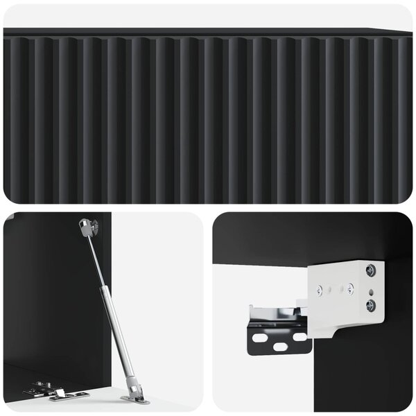 Fali TV szekrény Fekete 59,5 x 31 x 30 cm Szerelt Fa