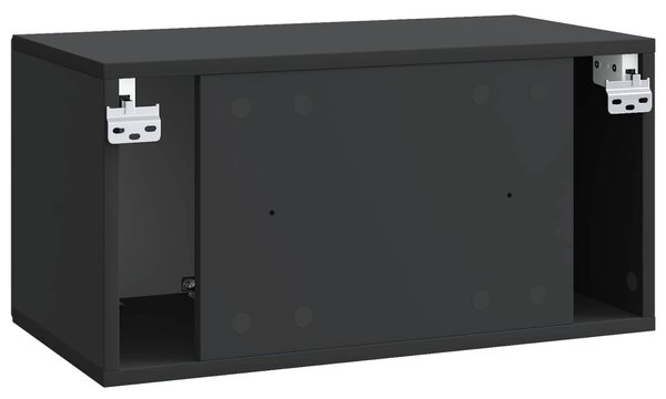 Fali TV szekrény Fekete 59,5 x 31 x 30 cm Szerelt Fa