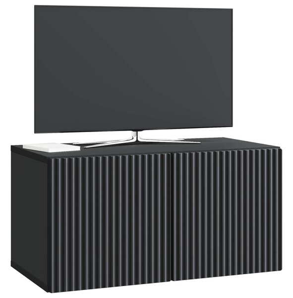 Fali TV szekrény Fekete 59,5 x 31 x 30 cm Szerelt Fa