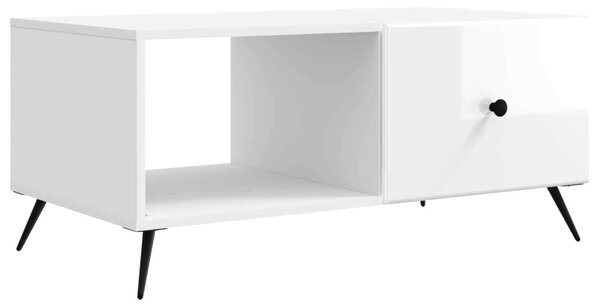 Dohányzóasztal Magasfényű Fehér 90 x 50 x 40 cm Szerelt Fa