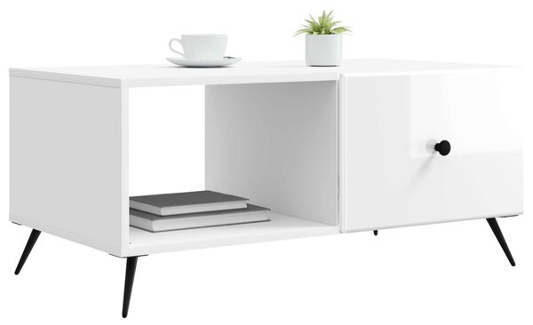 Dohányzóasztal Magasfényű Fehér 90 x 50 x 40 cm Szerelt Fa