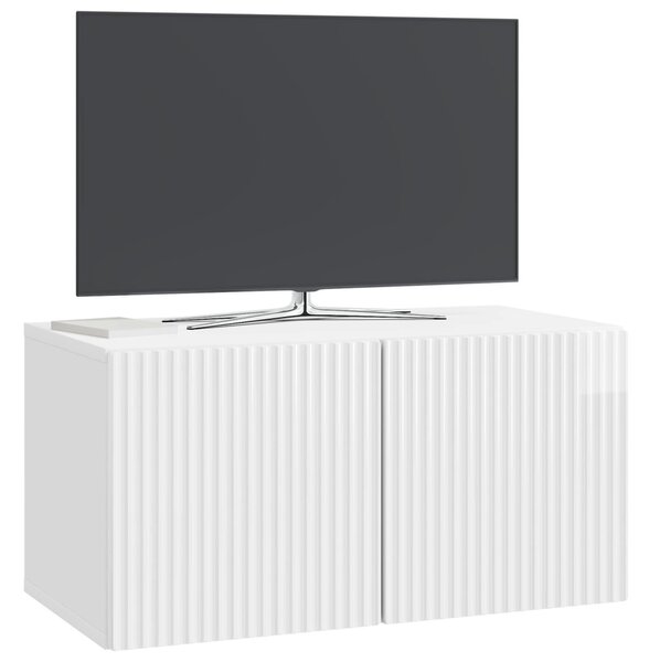Fali TV szekrény Magasfényű Fehér 59,5 x 31 x 30 cm Szerelt Fa