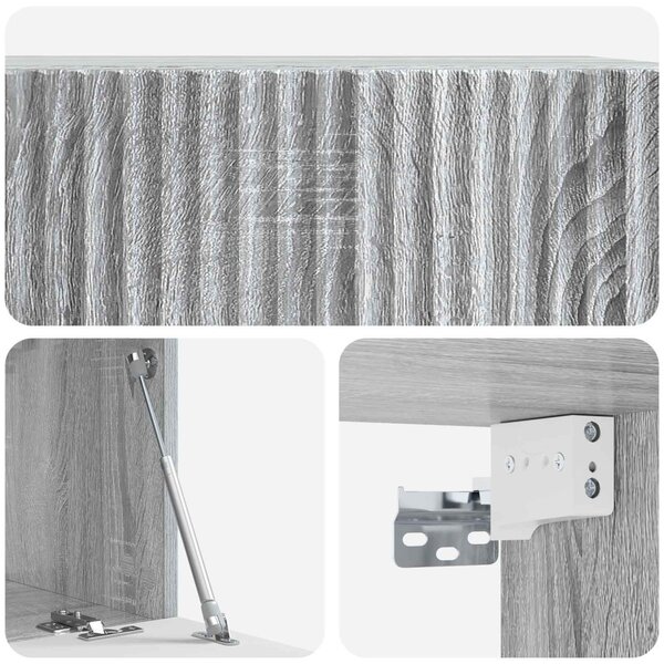 Fali TV szekrény Szürke Sonoma 59,5 x 31 x 30 cm Szerelt Fa