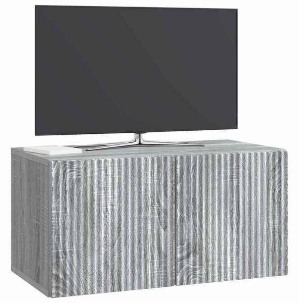 Fali TV szekrény Szürke Sonoma 59,5 x 31 x 30 cm Szerelt Fa