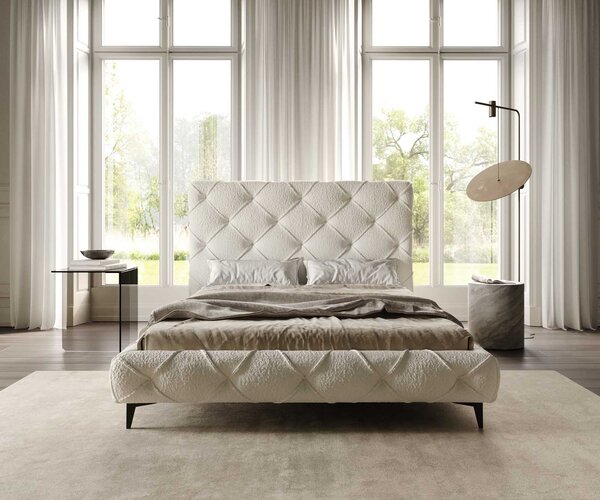 DELIFE Kárpitozott ágy Nayara 140x200 cm bouclé krémfehér