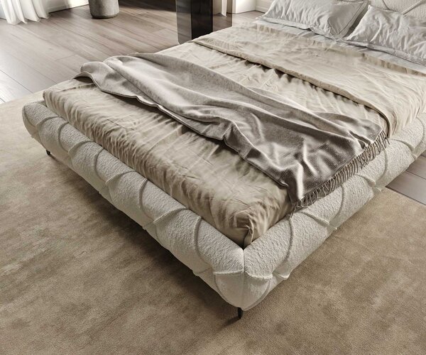 DELIFE Kárpitozott ágy Nayara 140x200 cm bouclé krémfehér