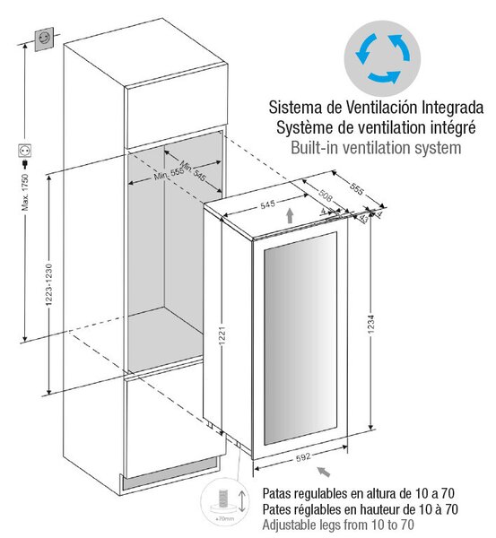 Pando PVMAV 124-65CRL borhűtő - beépíthető, inox, balos