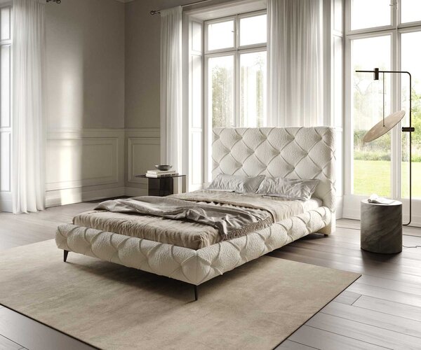 DELIFE Kárpitozott ágy Nayara 140x200 cm bouclé krémfehér