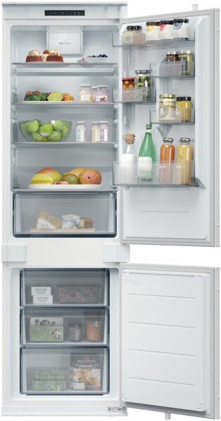 Kluge beépíthető kombi hűtőszekrény alul fagyasztóval, 194L/74L, 35dB