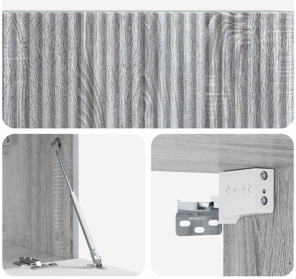 Fali TV szekrény Szürke Sonoma 78,5 x 31 x 30 cm Szerelt Fa