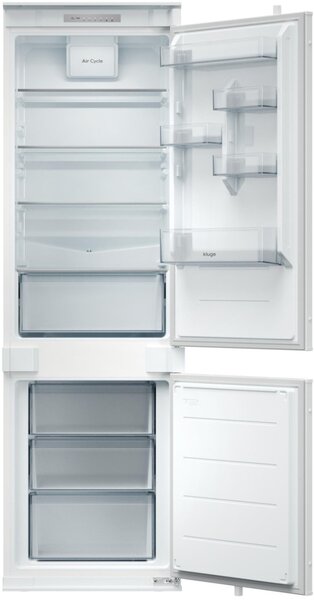 Kluge beépíthető kombi hűtőszekrény alul fagyasztóval, 194L/74L, 35dB