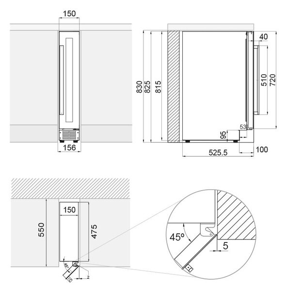 Pando PVZB 15-9XL-W Borhűtő - pult alá építhető, 15 cm, inox, balos, fehér LED világítás