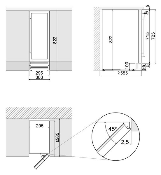 Pando PVMB 30-16XR borhűtő - pult alá építhető, inox, jobbos