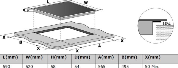 Kluge beépíthető indukciós főzőlap, 60cm, fekete üveg