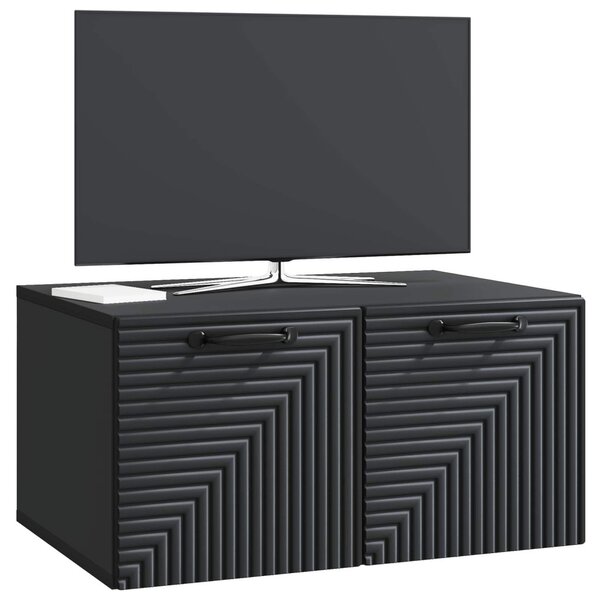 Fali TV szekrény Fekete 59,5 x 41 x 30 cm Szerelt Fa