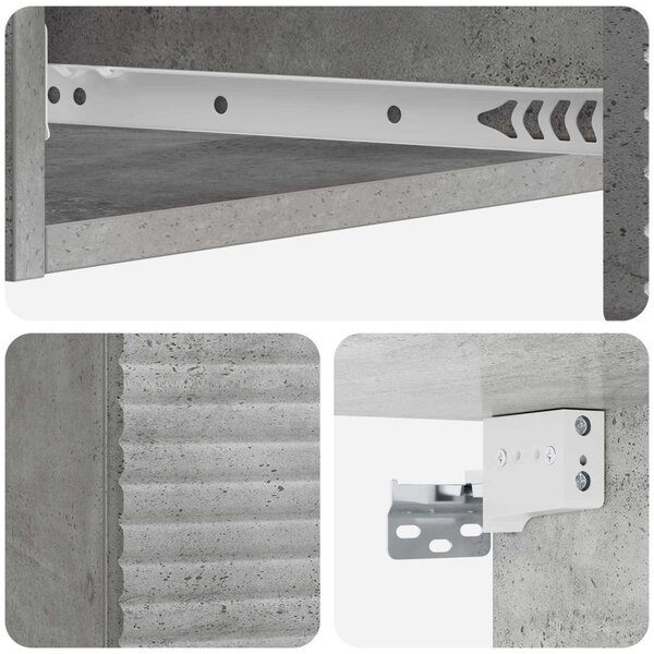 Fali oldaltábla Betonszürke 87,5 x 34,5 x 17 cm Szerelt Fa