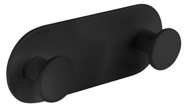 LAVEO MIRI dupla akasztó (40x107x20 mm) fekete, rögzítő csavarral és ragasztóval