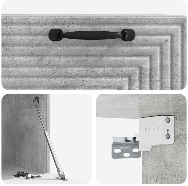 Fali TV szekrény Betonszürke 59,5 x 41 x 30 cm Szerelt Fa