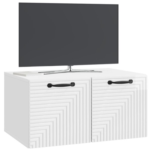 Fali TV szekrény Magasfényű Fehér 59,5 x 41 x 30 cm Szerelt Fa