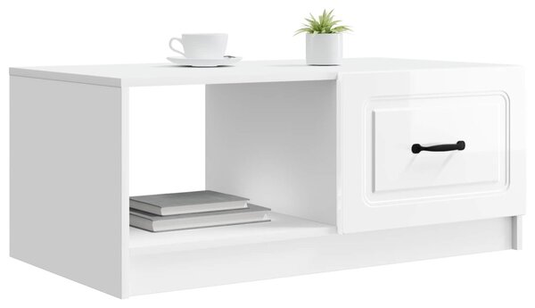 Dohányzóasztal Magasfényű Fehér 90 x 50 x 37 cm Szerelt Fa