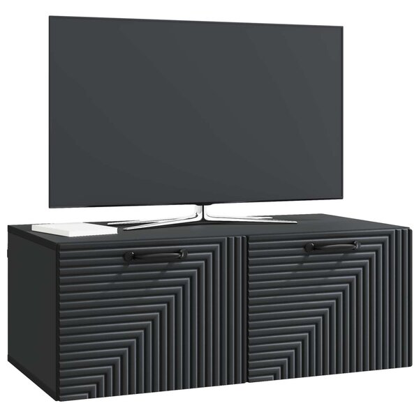 Fali TV szekrény Fekete 78,5 x 41 x 30 cm Szerelt Fa