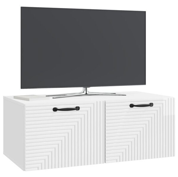 Fali TV szekrény Magasfényű Fehér 78,5 x 41 x 30 cm Szerelt Fa