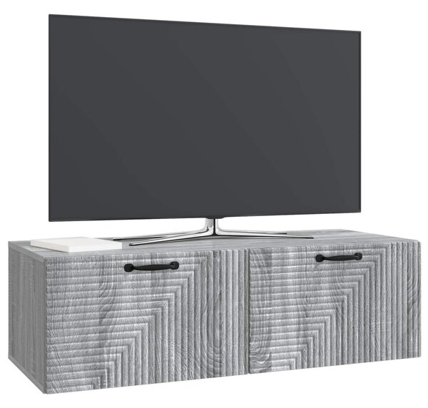 Fali TV szekrény Szürke Sonoma 98 x 41 x 30 cm Szerelt Fa