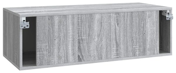 Fali TV szekrény Szürke Sonoma 98 x 41 x 30 cm Szerelt Fa