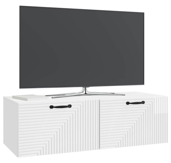 Fali TV szekrény Magasfényű Fehér 98 x 41 x 30 cm Szerelt Fa
