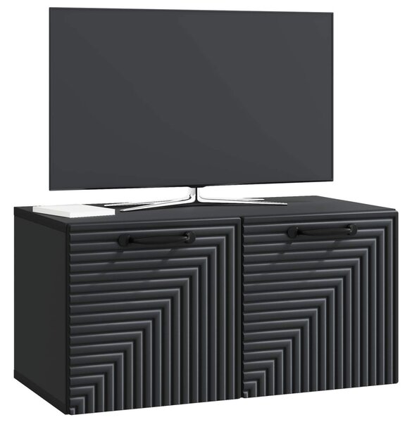 Fali TV szekrény Fekete 59,5 x 31 x 30 cm Szerelt Fa