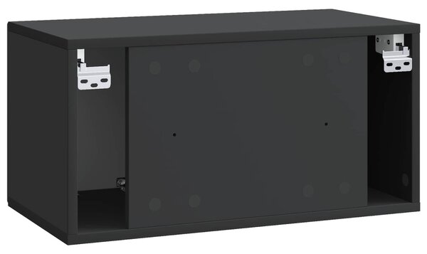 Fali TV szekrény Fekete 59,5 x 31 x 30 cm Szerelt Fa