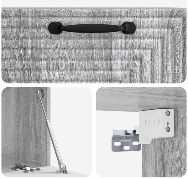 Fali TV szekrény Szürke Sonoma 59,5 x 31 x 30 cm Szerelt Fa