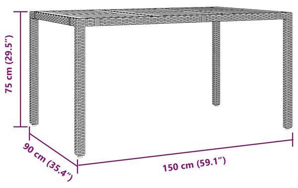 Kert étkező szett 7 pcs Szürke polirattan