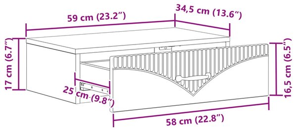 Fali oldaltábla Antik Fa 59 x 34,5 x 17 cm Szerelt Fa