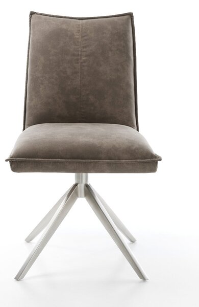 DELIFE Étkezőszék Lelio-Flex mikroszálas taupe vintage kereszt láb széles rozsdamentes acél 360° forgatható billenő zsákrugós