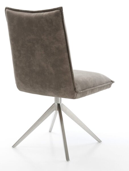 DELIFE Étkezőszék Lelio-Flex mikroszálas taupe vintage kereszt láb széles rozsdamentes acél 360° forgatható billenő zsákrugós